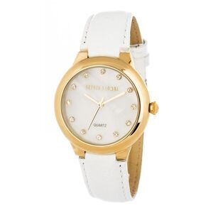 DEVOTA & LOMBA White Leather Dress Women's Watch
